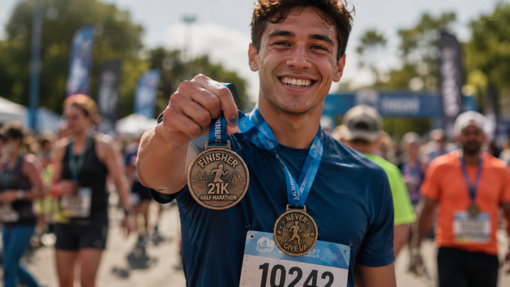 Runner with a custom event medal